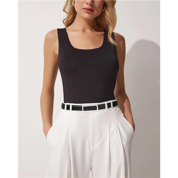 Women Reversible Leather Belt Skinny Two in One Gold Buckle Adjustable Fashion - Picture 5 of 7